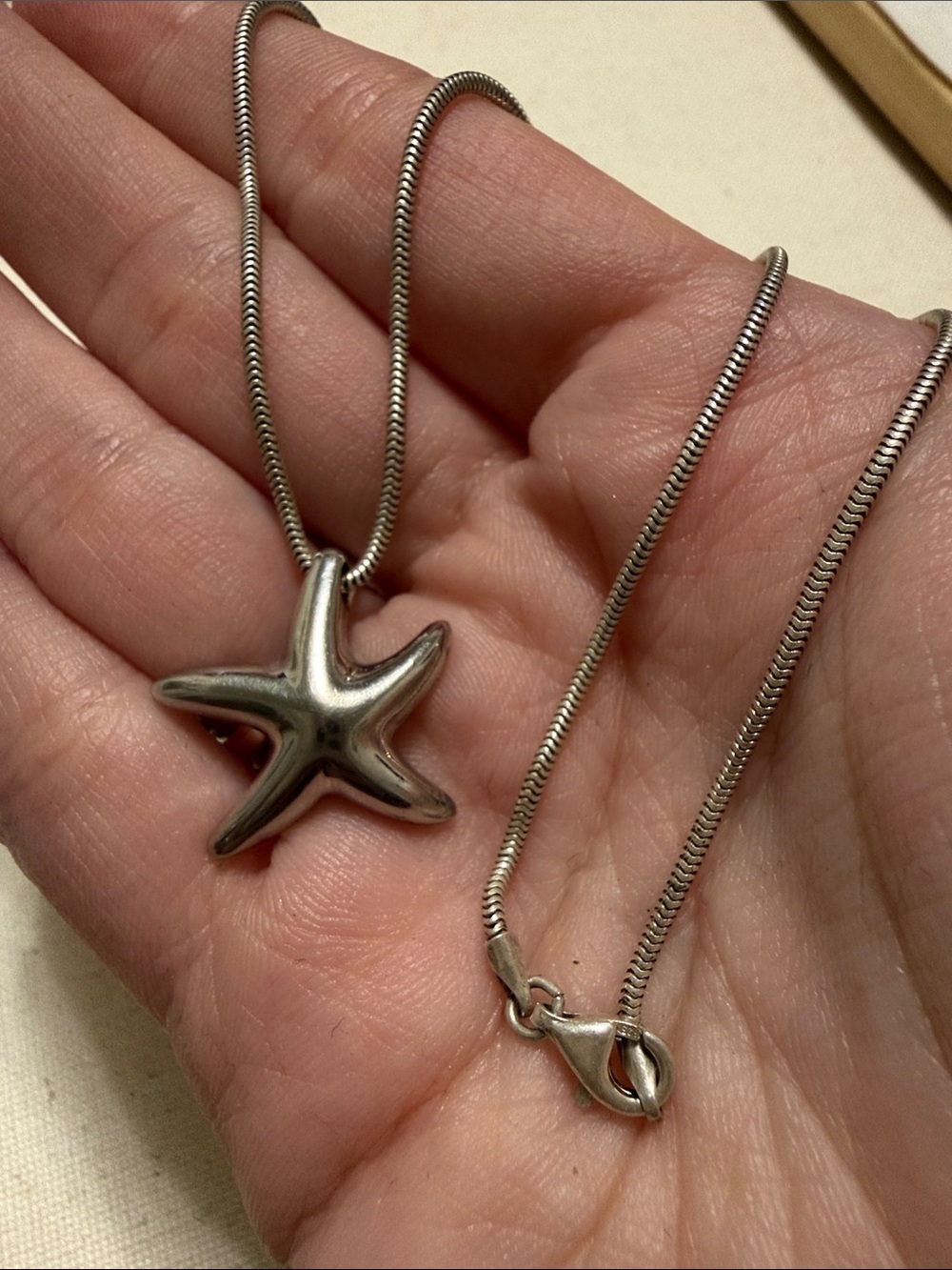 Sterling Silver 925 Starfish Pendant Necklace 15’ inch